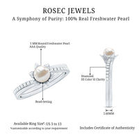 2 Carat Freshwater Pearl and Diamond Flower Engagement Ring