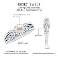 2 Carat Freshwater Pearl and Diamond Engagement Ring with Beaded Detail