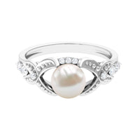 Vintage Style 3 Carat Freshwater Pearl Engagement Ring with Diamond Split Shank