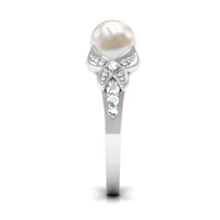 Vintage Style 3 Carat Freshwater Pearl Engagement Ring with Diamond Split Shank