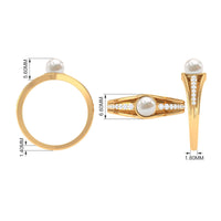 Cultured 2 carat freshwater pearl engagement ring with diamond accents from Rosec Jewels, showcasing elegant jewelry craftsmanship.