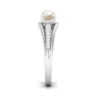 Rosec Jewels cultured 2 carat freshwater pearl engagement ring with a diamond, featuring a elegant band and intricate design.