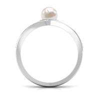 Cultured 2 Carat freshwater pearl engagement ring with diamond accents by Rosec Jewels, showcasing elegant jewelry design.