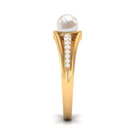 Cultured 2 Carat freshwater pearl engagement ring with diamond from Rosec Jewels, featuring a elegant and sparkling design.