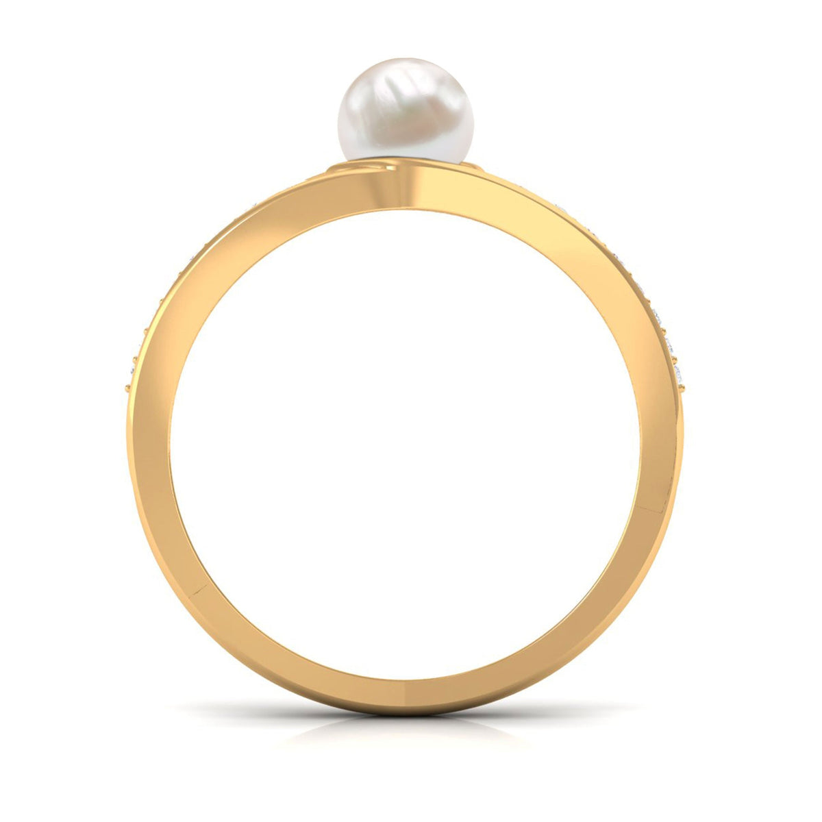 Cultured 2 Carat freshwater pearl engagement ring with diamond accents by Rosec Jewels, featuring a elegant ring design.