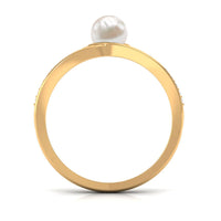 Cultured 2 Carat freshwater pearl engagement ring with diamond accents by Rosec Jewels, featuring a elegant ring design.