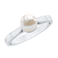 Natural 2 carat freshwater pearl solitaire ring with diamond accent from Rosec Jewels, showcasing the elegant ring design.