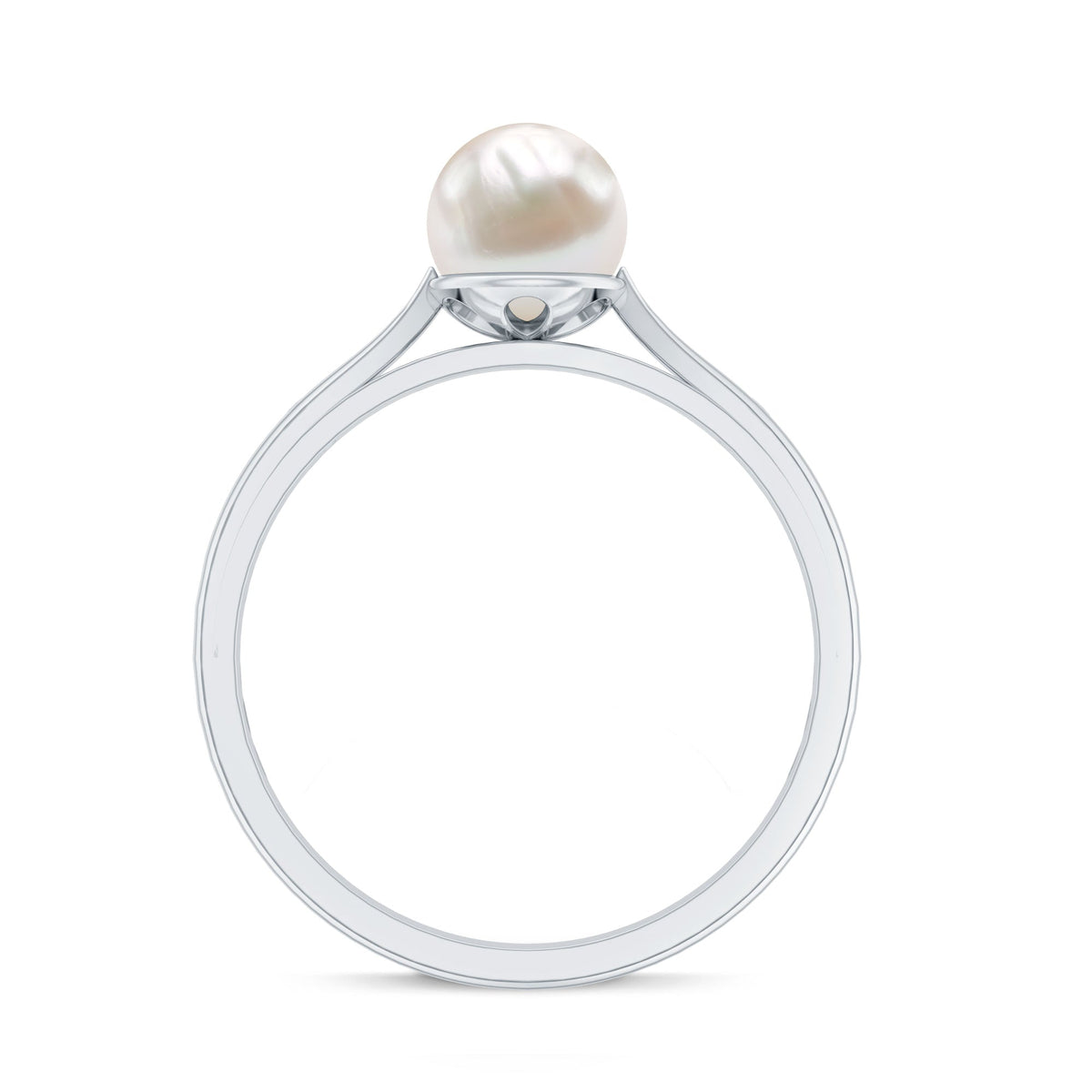 Natural 2 Carat freshwater pearl solitaire ring with diamond accent, featuring a rose gold band by Rosec Jewels.