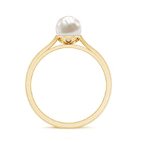 Natural 2 carat freshwater pearl solitaire ring with diamond accents from Rosec Jewels, elegant jewelry piece for special occasions