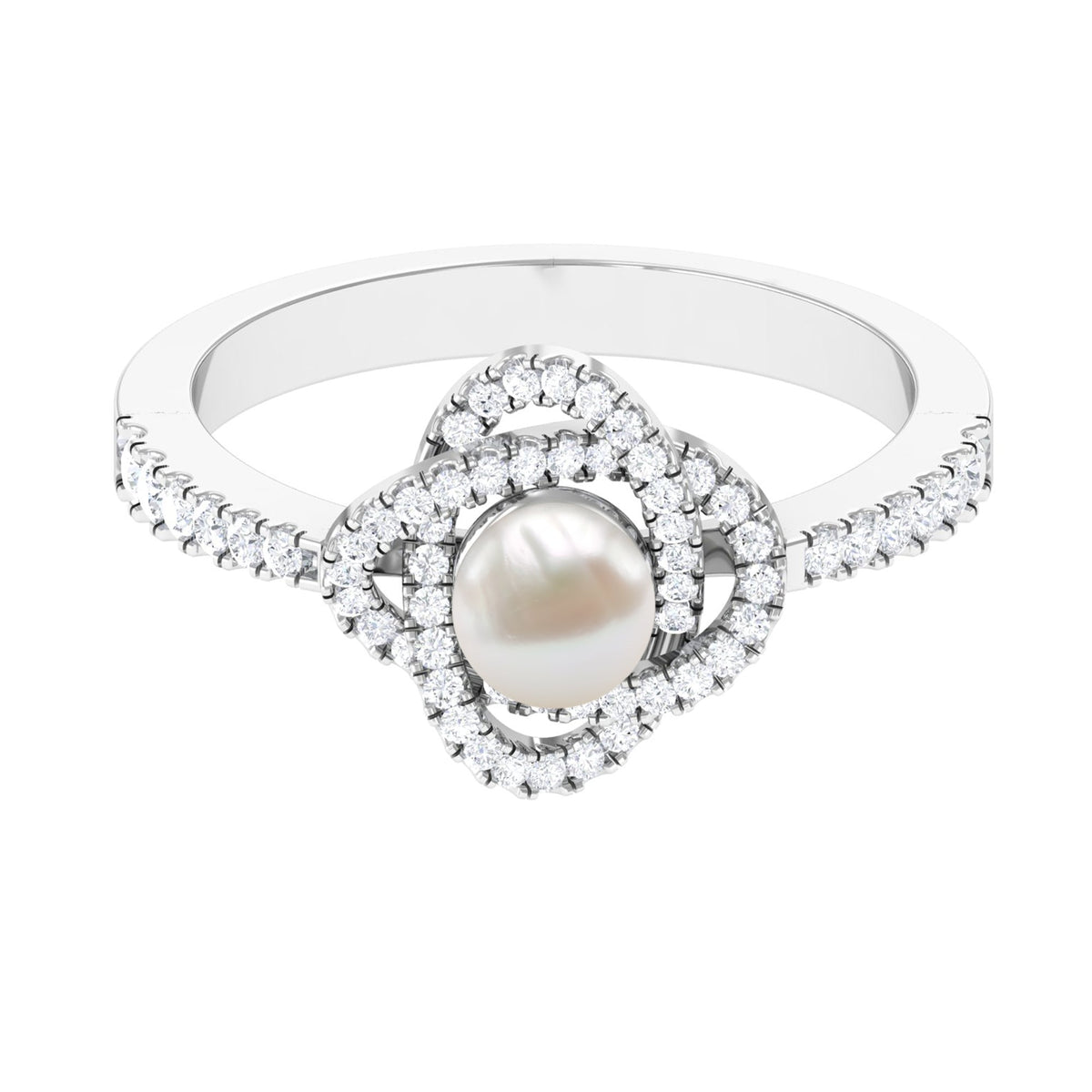 Rosec Jewels 2.50 CT freshwater pearl engagement ring with diamond accent, showcasing a elegant pearl centerpiece and delicate band.