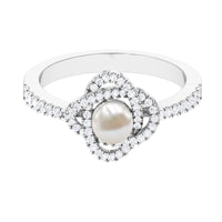 Rosec Jewels 2.50 CT freshwater pearl engagement ring with diamond accent, showcasing a elegant pearl centerpiece and delicate band.
