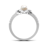 Rosec Jewels freshwater pearl engagement ring with 2.50 CT pearl and diamond accent, showcasing elegant jewelry design.