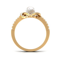 Freshwater pearl engagement ring with diamond accents from Rosec Jewels, featuring a 2.50 CT pearl and sparkling stone details.