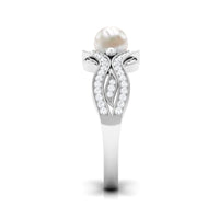 Genuine 2 Carat Pearl Art Deco Engagement Ring with Diamond for Women