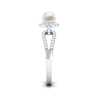 Rosec Jewels 2.50 CT freshwater pearl and diamond engagement ring with split shank, showcasing elegant design and sparkling gemstones.