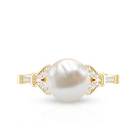 Cultured 7.4 Carat Freshwater Pearl Diamond Engagement Ring with Split Shank
