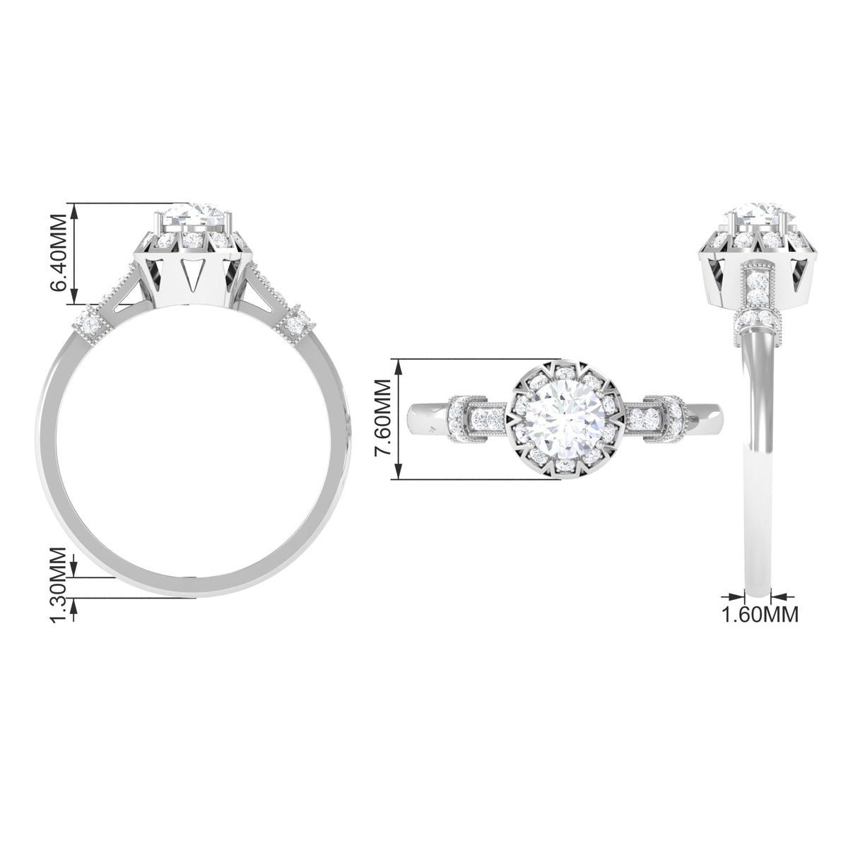 Vintage Style Cubic Zirconia Engagement Ring