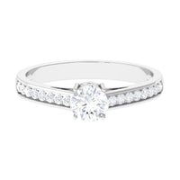 Minimal cubic zirconia engagement ring by Rosec Jewels featuring a sleek band and sparkling stone with certificate.