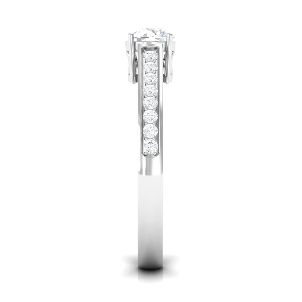 Rosec Jewels minimal cubic zirconia engagement ring with a sleek band and sparkling stone, accompanied by certification.