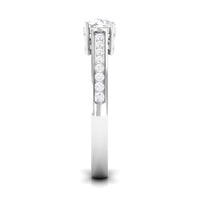 Rosec Jewels minimal cubic zirconia engagement ring with a sleek band and sparkling stone, accompanied by certification.