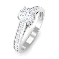 Rosec Jewels minimal cubic zirconia engagement ring with certificate, showcasing a sleek silver band and sparkling stone detail.