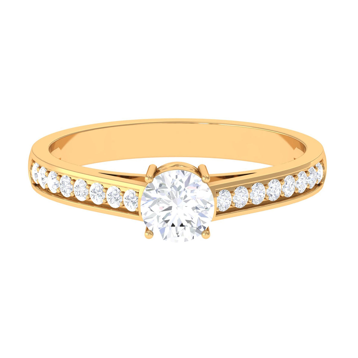Rosec Jewels minimal cubic zirconia engagement ring with certificate, showcasing a sleek band and sparkling central stone.