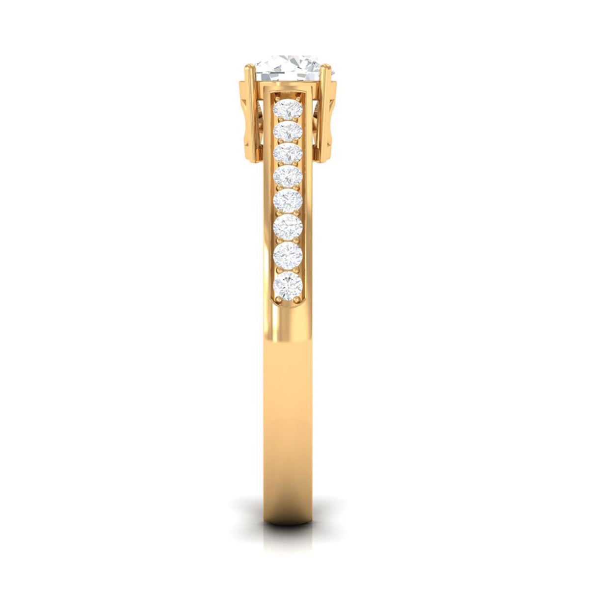 Rosec Jewels minimal cubic zirconia engagement ring with a sleek design and certificate, shown on a white background.