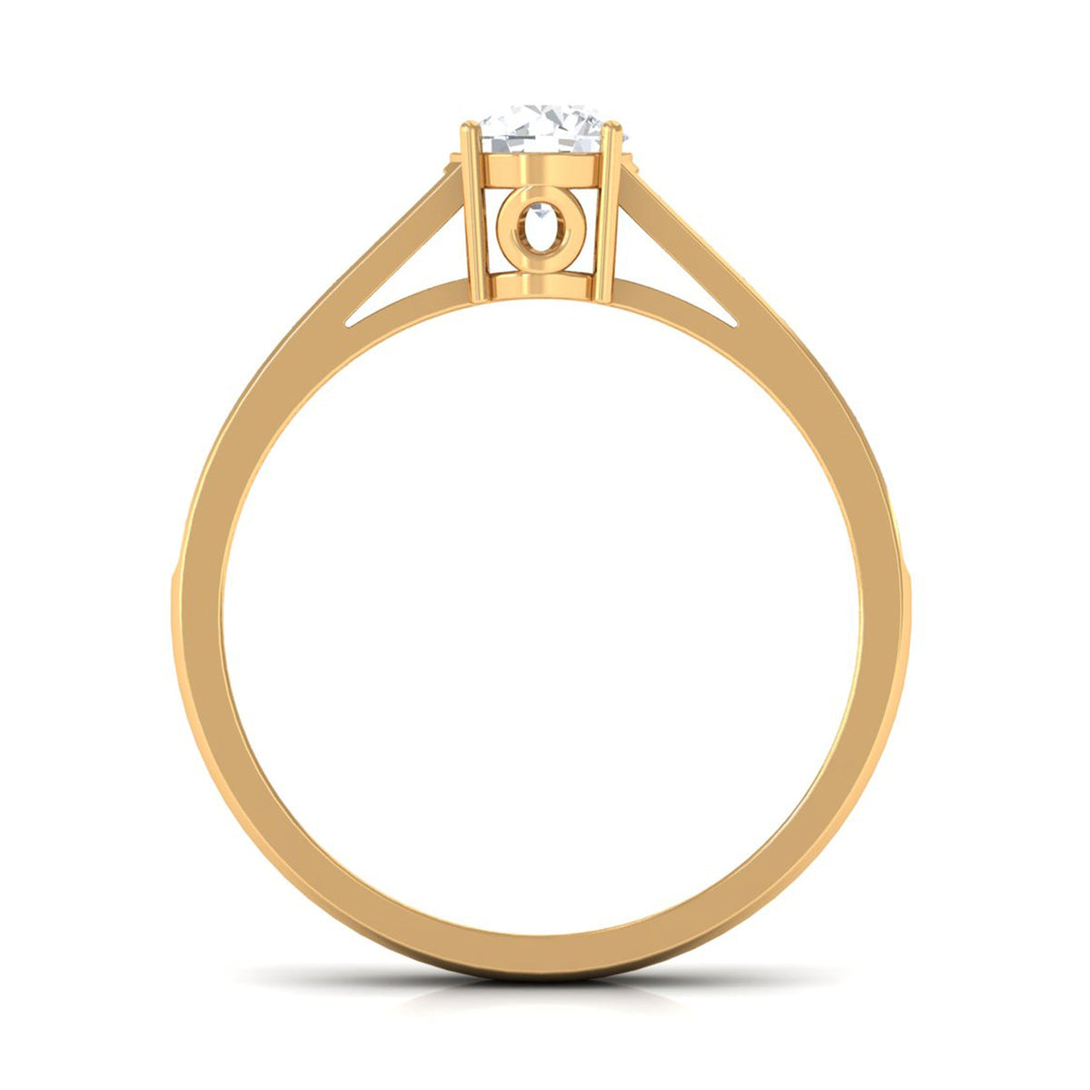 Rosec Jewels minimal cubic zirconia engagement ring with a sleek band and sparkling stone, accompanied by a certificate.