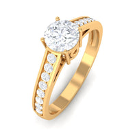 Rosec Jewels minimal cubic zirconia engagement ring with certificate, featuring a sleek band and sparkling central stone.