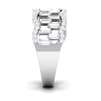 Round and Baguette Cut Zircon Classic Wedding Band Ring