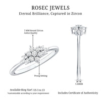 Rosec Jewels cubic zirconia flower cluster engagement ring featuring a sparkling floral design and silver-tone band.