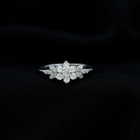 Rosec Jewels cubic zirconia flower cluster engagement ring featuring a sparkling floral design with shimmering stones.