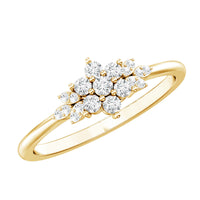 Cubic zirconia flower cluster engagement ring by Rosec Jewels featuring a sparkling floral design and silver band.