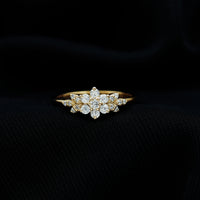 Cubic zirconia flower cluster engagement ring by Rosec Jewels featuring sparkling floral design and silver band.