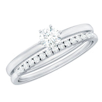Simple Cubic Zirconia Solitaire Wedding Ring Set for Women