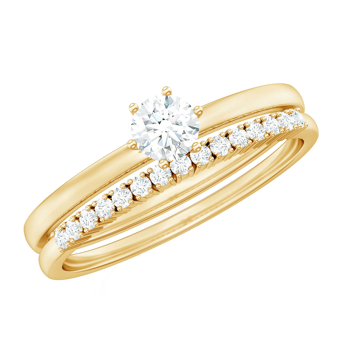 Simple Cubic Zirconia Solitaire Wedding Ring Set for Women