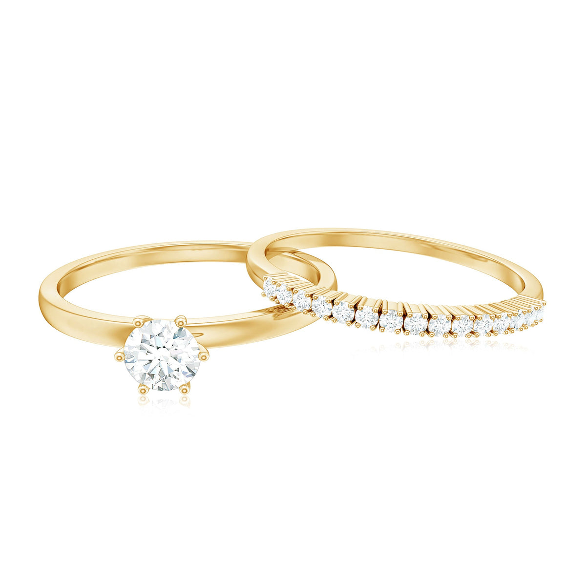Simple Cubic Zirconia Solitaire Wedding Ring Set for Women