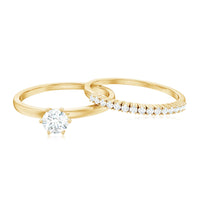 Simple Cubic Zirconia Solitaire Wedding Ring Set for Women