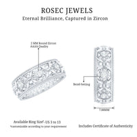Vintage Inspired Cubic Zirconia Flower Wedding Band with Certificate