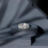 Vintage Inspired Cubic Zirconia Flower Wedding Band with Certificate