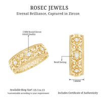 Vintage Inspired Cubic Zirconia Flower Wedding Band with Certificate