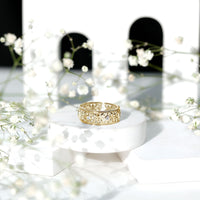 Vintage Inspired Cubic Zirconia Flower Wedding Band with Certificate