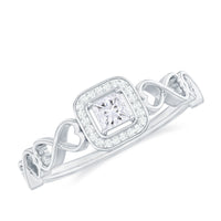 Rosec Jewels 1/2 CT infinity heart cubic zirconia engagement ring with sparkling band and intricate heart design.