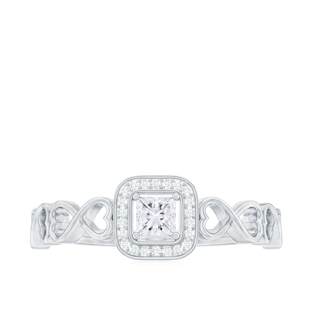 Rosec Jewels 1/2 CT infinity heart cubic zirconia engagement ring with a sterling silver band and detailed heart design.