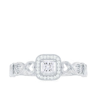 Rosec Jewels 1/2 CT infinity heart cubic zirconia engagement ring with a sterling silver band and detailed heart design.