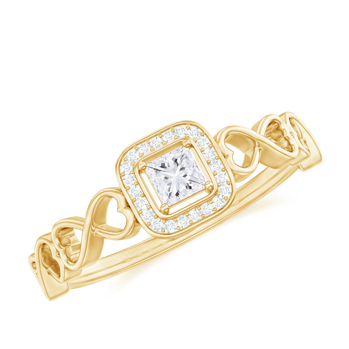 Rosec Jewels 1/2 CT infinity heart cubic zirconia engagement ring featuring a sparkling heart-shaped design and delicate band.