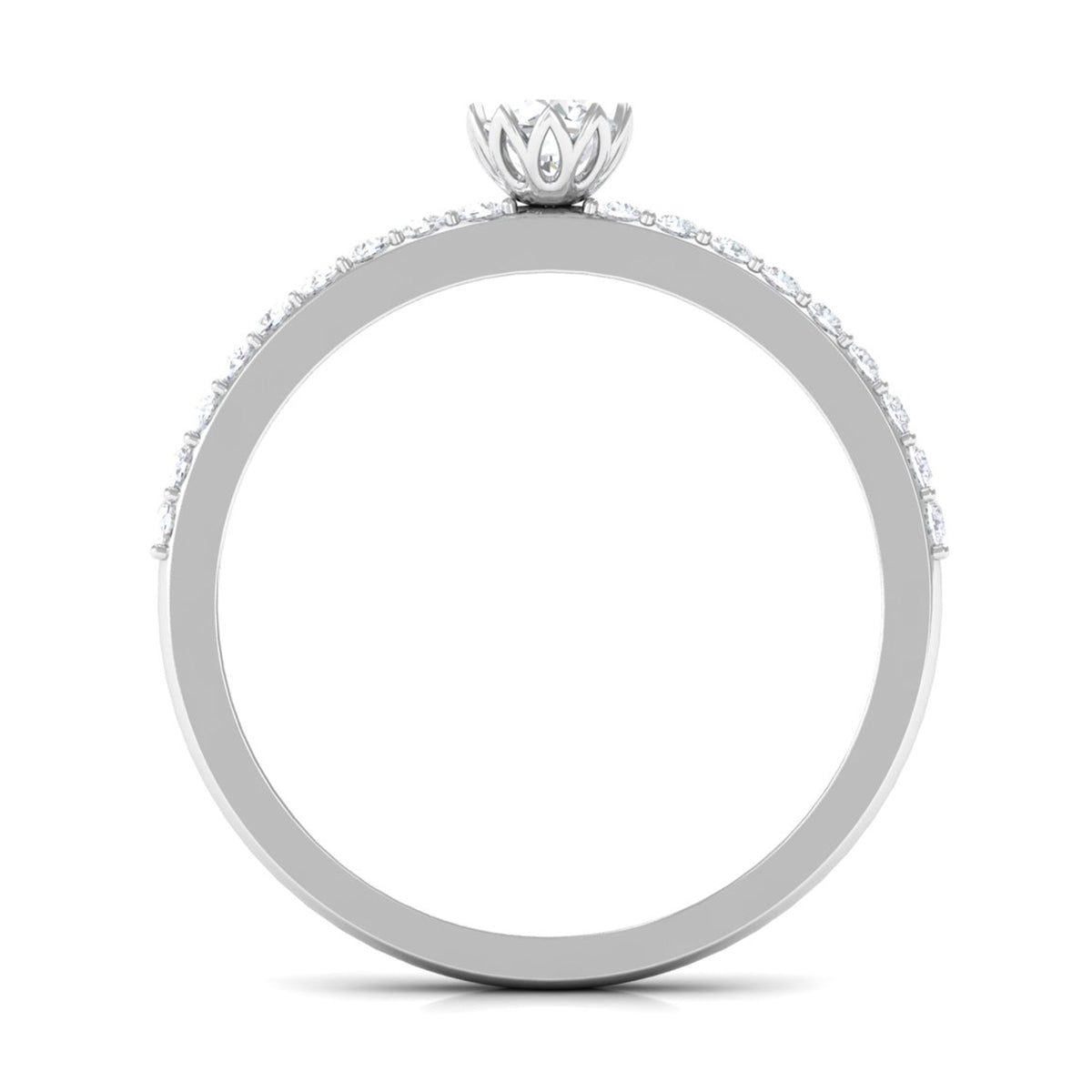 Rosec Jewels 3/4 CT Lotus Basket Set Solitaire Cubic Zirconia Engagement Ring, close-up of sparkling ring with intricate basket setting.