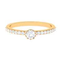 Rosec Jewels 3/4 CT Lotus Basket Set Solitaire Cubic Zirconia Engagement Ring with a sparkling center stone and intricate band detail.