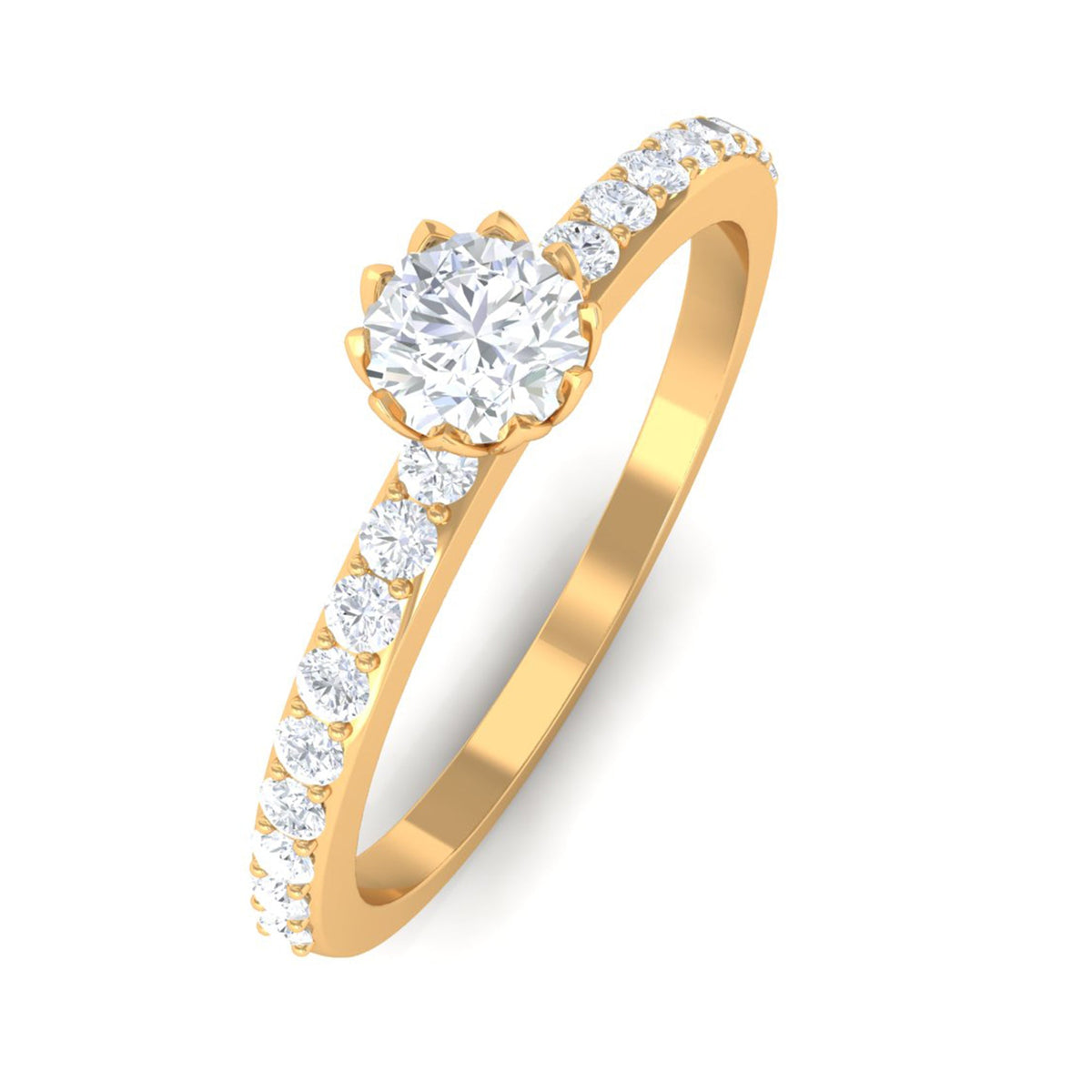 Rosec Jewels 3/4 CT Lotus Basket Solitaire Cubic Zirconia Engagement Ring showing the intricate basket setting and sparkling central stone.