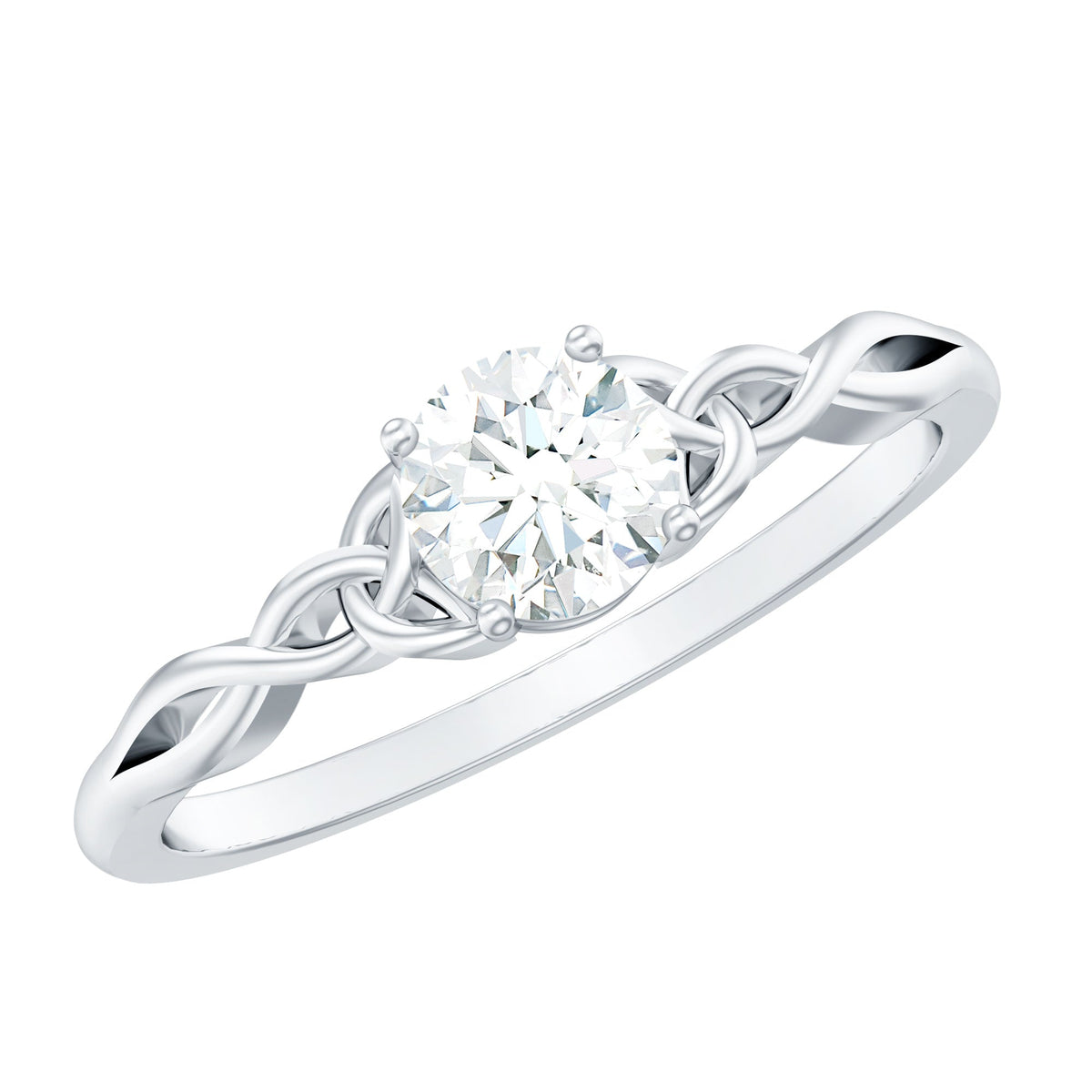 Rosec Jewels 0.5 carat cubic zirconia solitaire promise ring with Celtic knot design, showcasing a sparkling center stone and intricate band.